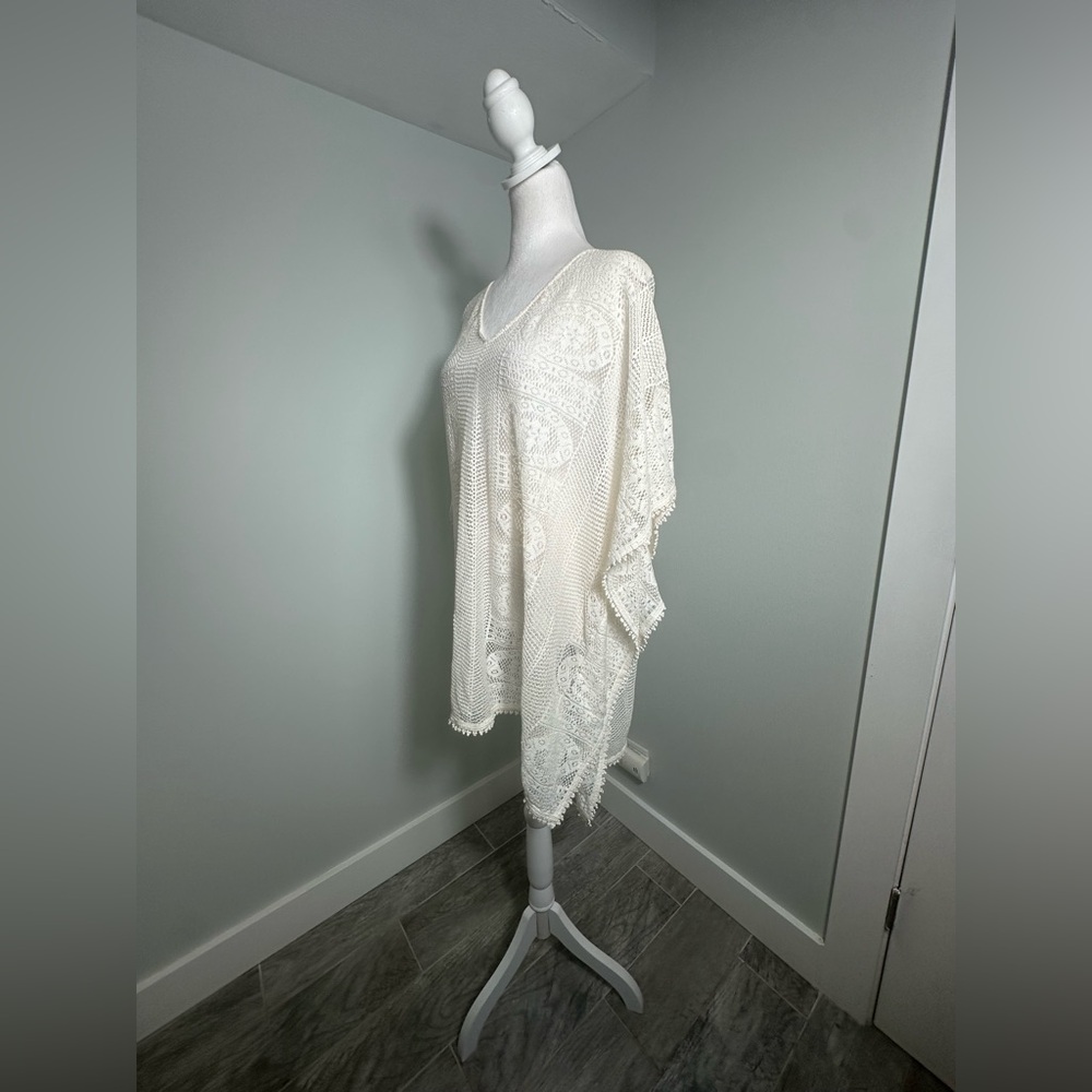 Seafolly Mesh  Boho  Cream  Beach Pool  Mesh Kaftan Coverup Size S/M - Picture 3 of 14